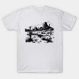 Western Desert Cactus Landscape T-Shirt